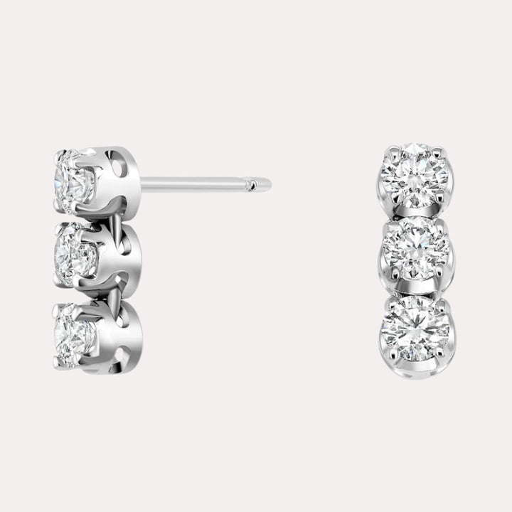 3 Stone Diamond Drop Earrings In 18K Gold - The Jewelyst. - 3 Stone Diamond Drop Earrings In 18K Gold