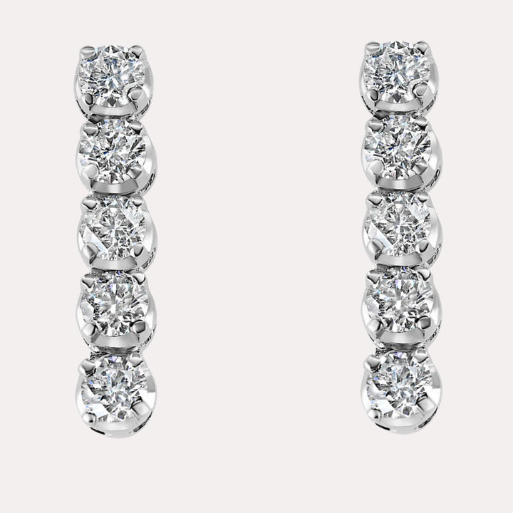5 Stone Diamond Drop Earrings In 18K Gold - The Jewelyst. - 5 Stone Diamond Drop Earrings In 18K Gold