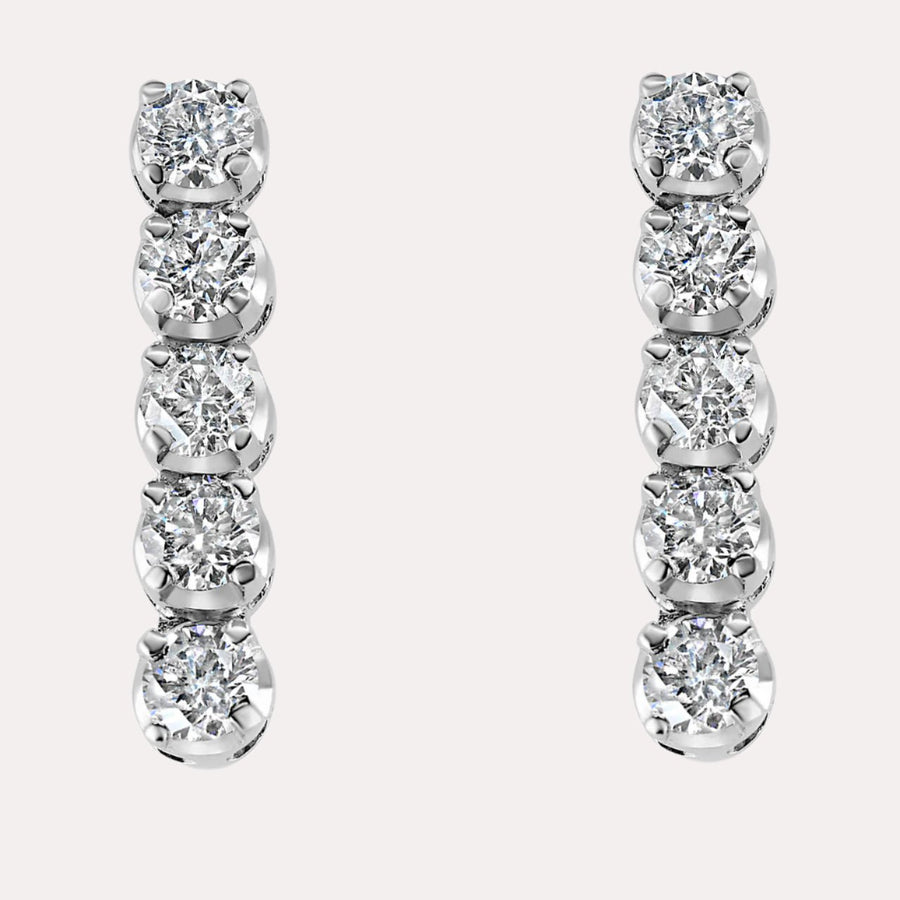 5 Stone Diamond Drop Earrings In 18K Gold - The Jewelyst. - 5 Stone Diamond Drop Earrings In 18K Gold