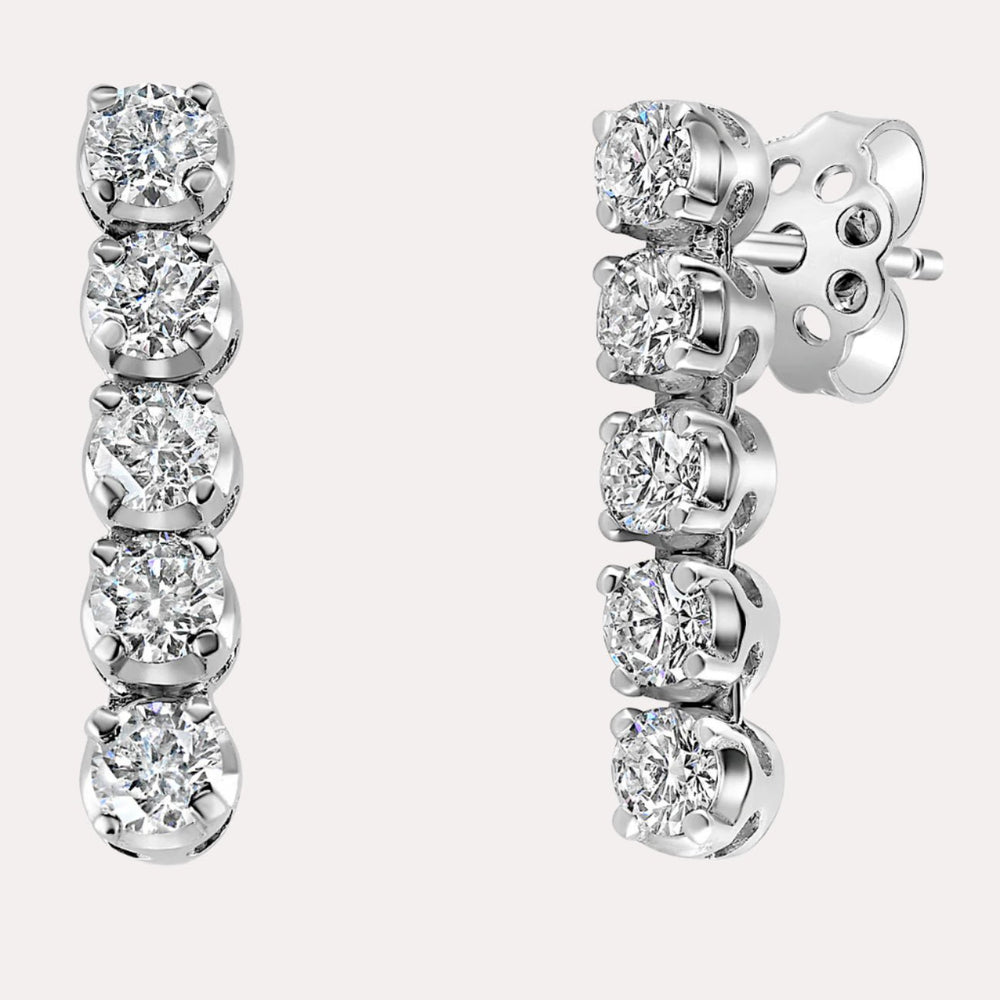5 Stone Diamond Drop Earrings In 18K Gold - The Jewelyst. - 5 Stone Diamond Drop Earrings In 18K Gold