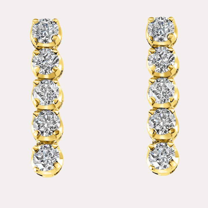 5 Stone Diamond Drop Earrings In 18K Gold - The Jewelyst. - 5 Stone Diamond Drop Earrings In 18K Gold