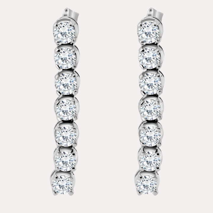 7 Stone Diamond Drop Earrings In 18K Gold - The Jewelyst. - 7 Stone Diamond Drop Earrings In 18K Gold