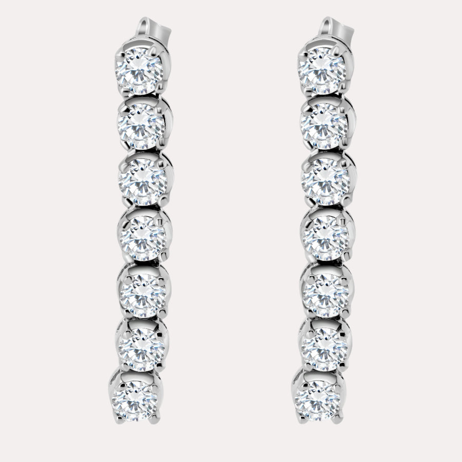 7 Stone Diamond Drop Earrings In 18K Gold - The Jewelyst. - 7 Stone Diamond Drop Earrings In 18K Gold