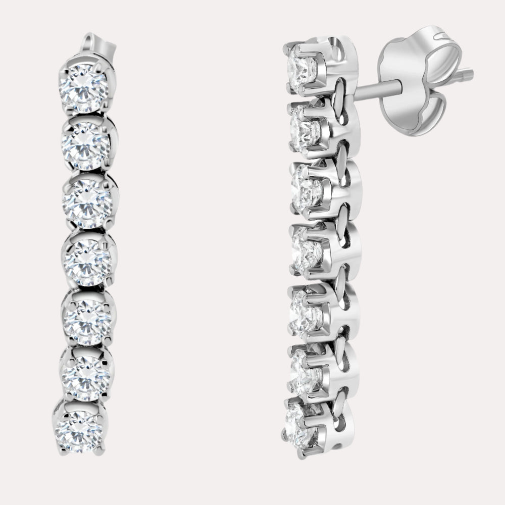7 Stone Diamond Drop Earrings In 18K Gold - The Jewelyst. - 7 Stone Diamond Drop Earrings In 18K Gold