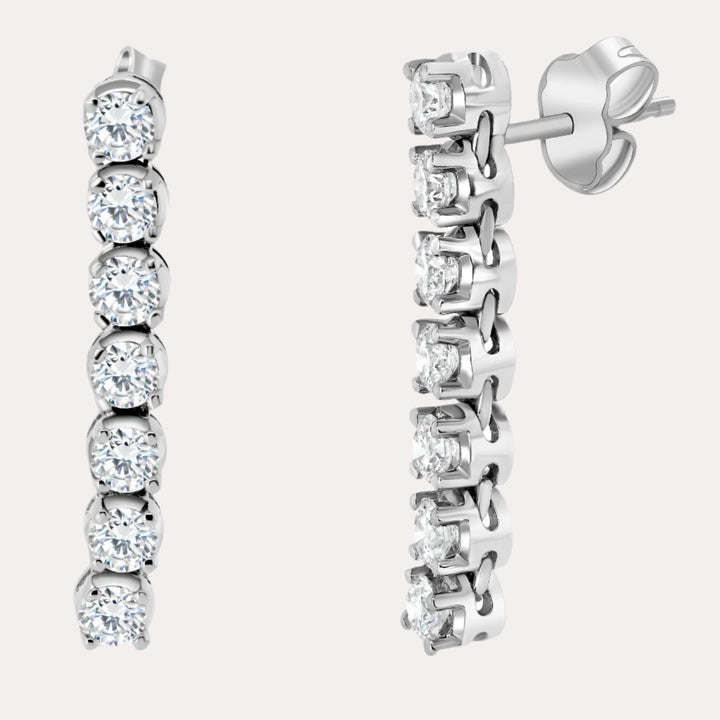 7 Stone Diamond Drop Earrings In 18K Gold - The Jewelyst. - 7 Stone Diamond Drop Earrings In 18K Gold
