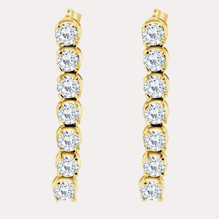 7 Stone Diamond Drop Earrings In 18K Gold - The Jewelyst. - 7 Stone Diamond Drop Earrings In 18K Gold