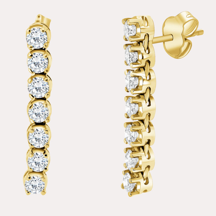 7 Stone Diamond Drop Earrings In 18K Gold - The Jewelyst. - 7 Stone Diamond Drop Earrings In 18K Gold