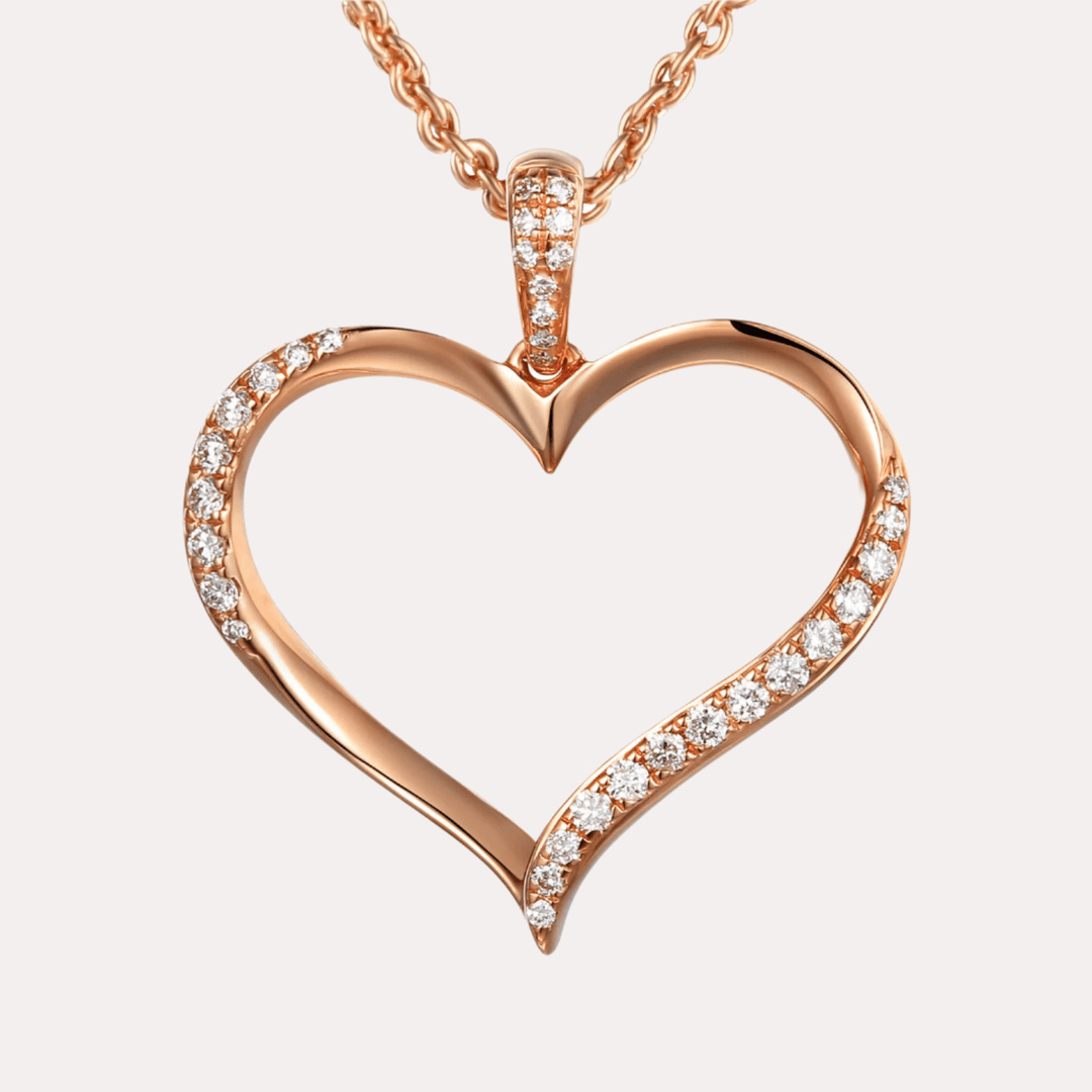 Big Heart Diamond Pendant Necklace In 18K Gold - The Jewelyst. - Big Heart Diamond Pendant Necklace In 18K Gold