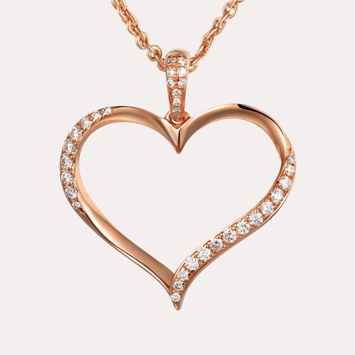 Big Heart Diamond Pendant Necklace In 18K Gold - The Jewelyst. - Big Heart Diamond Pendant Necklace In 18K Gold