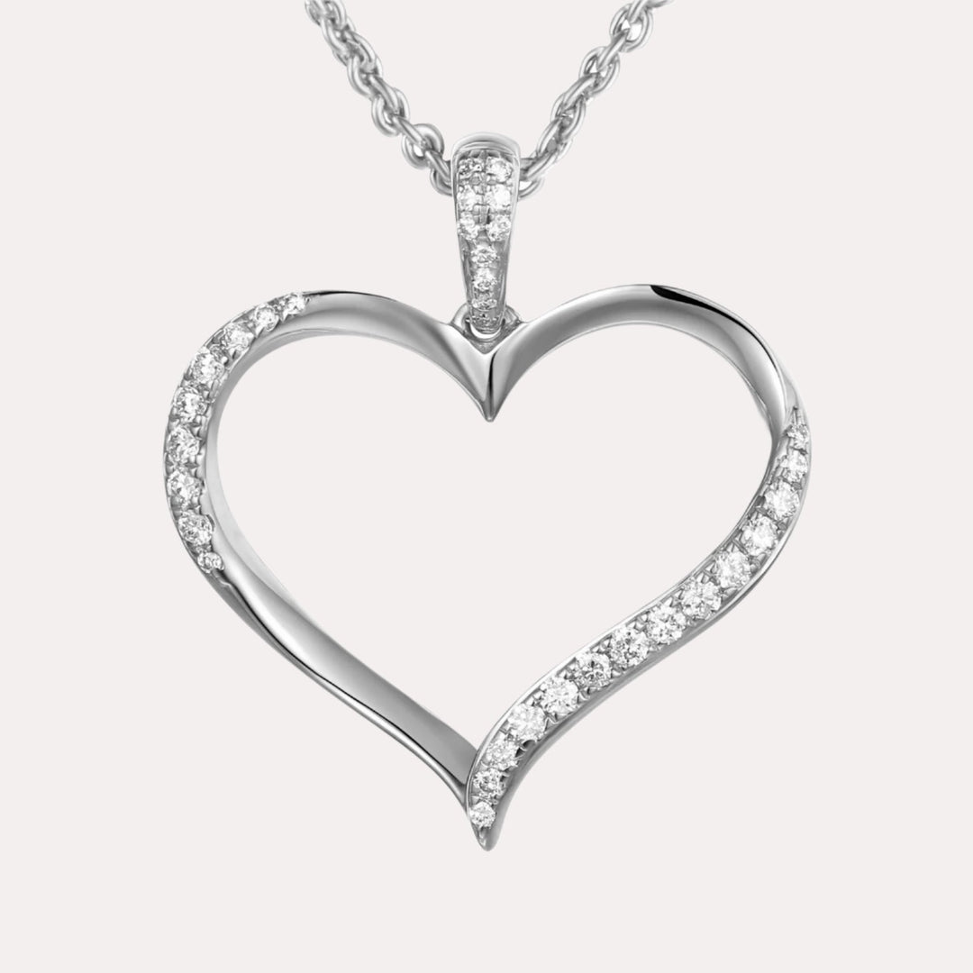 Big Heart Diamond Pendant Necklace In 18K Gold - The Jewelyst. - Big Heart Diamond Pendant Necklace In 18K Gold
