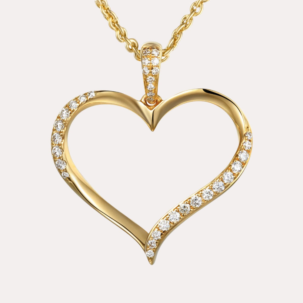 Big Heart Diamond Pendant Necklace In 18K Gold - The Jewelyst. - Big Heart Diamond Pendant Necklace In 18K Gold