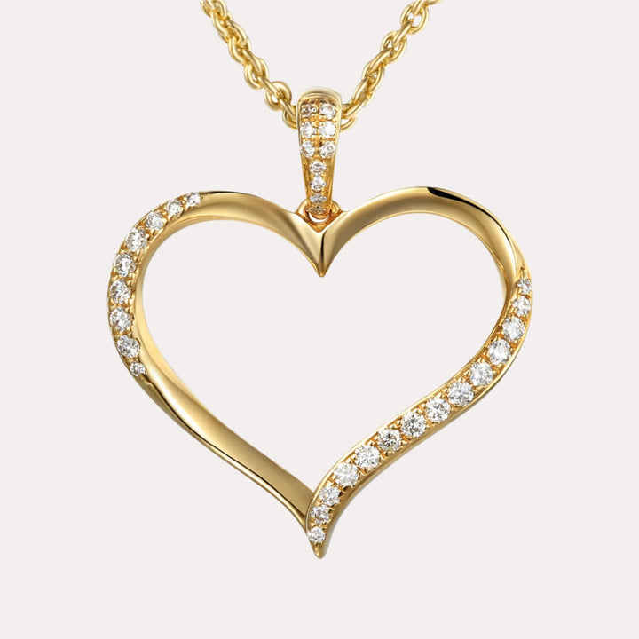 Big Heart Diamond Pendant Necklace In 18K Gold - The Jewelyst. - Big Heart Diamond Pendant Necklace In 18K Gold