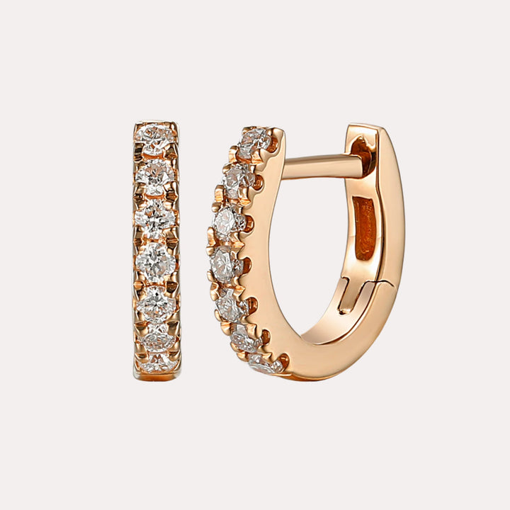 Claw Set Round Brilliant Diamond Huggies In 18K Gold - The Jewelyst. - Claw Set Round Brilliant Diamond Huggies In 18K Gold