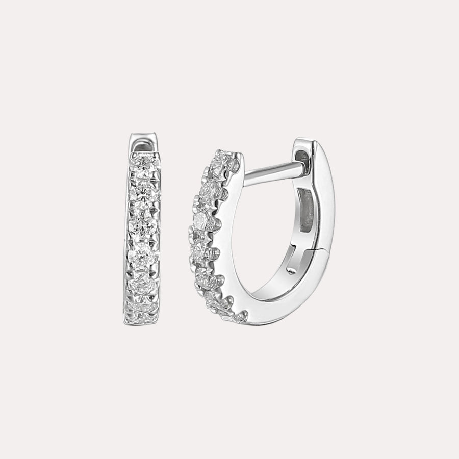 Claw Set Round Brilliant Diamond Huggies In 18K Gold - The Jewelyst. - Claw Set Round Brilliant Diamond Huggies In 18K Gold