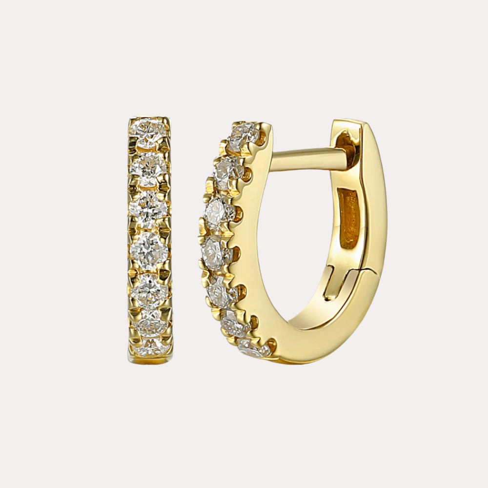 Claw Set Round Brilliant Diamond Huggies In 18K Gold - The Jewelyst. - Claw Set Round Brilliant Diamond Huggies In 18K Gold
