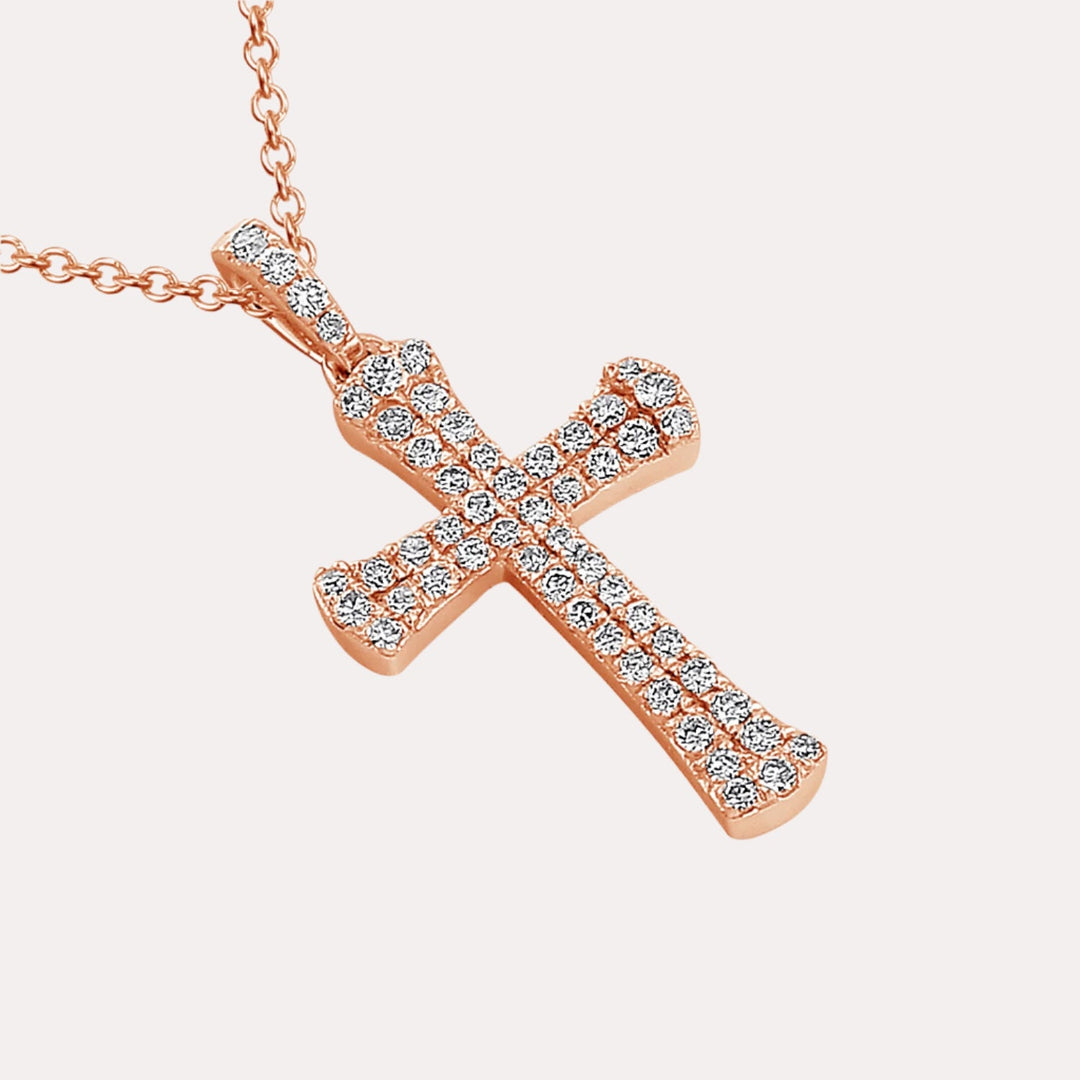 Crusade Cross Encrusted Bale Diamonds Pendant Necklace In 18K Gold - The Jewelyst. - Crusade Cross Encrusted Bale Diamonds Pendant Necklace In 18K Gold