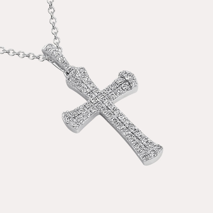 Crusade Cross Encrusted Bale Diamonds Pendant Necklace In 18K Gold - The Jewelyst. - Crusade Cross Encrusted Bale Diamonds Pendant Necklace In 18K Gold