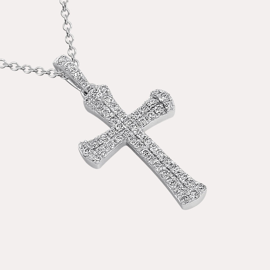 Crusade Cross Encrusted Bale Diamonds Pendant Necklace In 18K Gold - The Jewelyst. - Crusade Cross Encrusted Bale Diamonds Pendant Necklace In 18K Gold