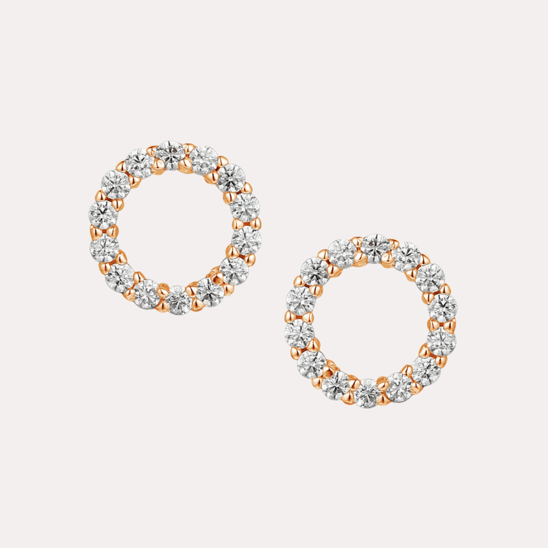 Diamond Circle Earrings In 18K Gold - The Jewelyst. - Diamond Circle Earrings In 18K Gold