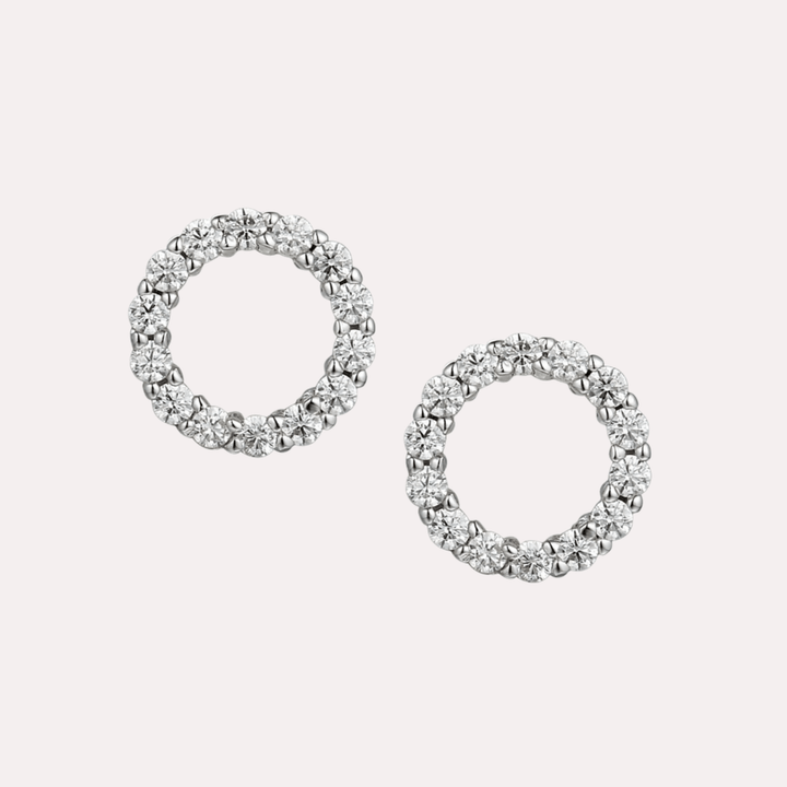 Diamond Circle Earrings In 18K Gold - The Jewelyst. - Diamond Circle Earrings In 18K Gold