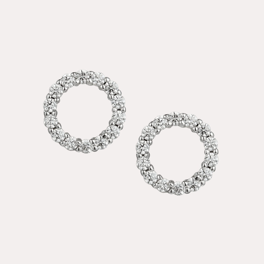 Diamond Circle Earrings In 18K Gold - The Jewelyst. - Diamond Circle Earrings In 18K Gold