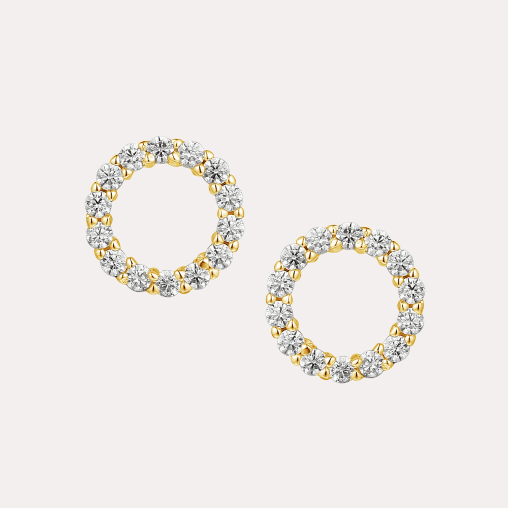 Diamond Circle Earrings In 18K Gold - The Jewelyst. - Diamond Circle Earrings In 18K Gold