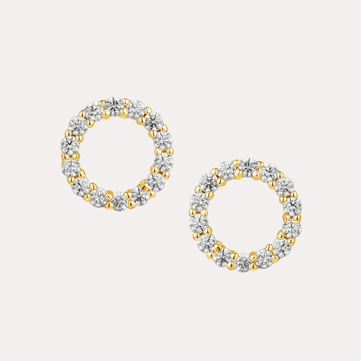 Diamond Circle Earrings In 18K Gold - The Jewelyst. - Diamond Circle Earrings In 18K Gold
