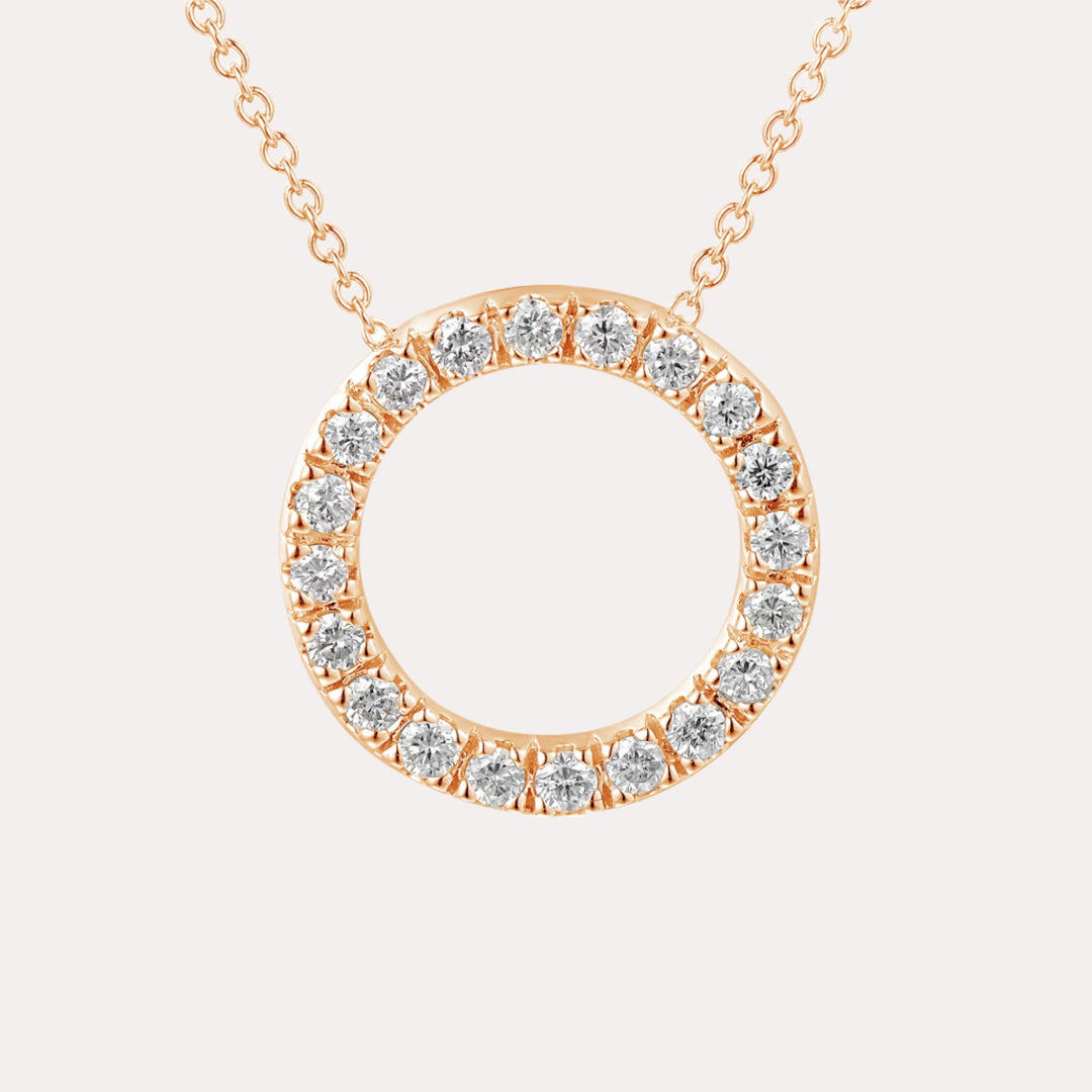Diamond Circle Pendant Necklace In 18K Gold - The Jewelyst. - Diamond Circle Pendant In 18ct Gold