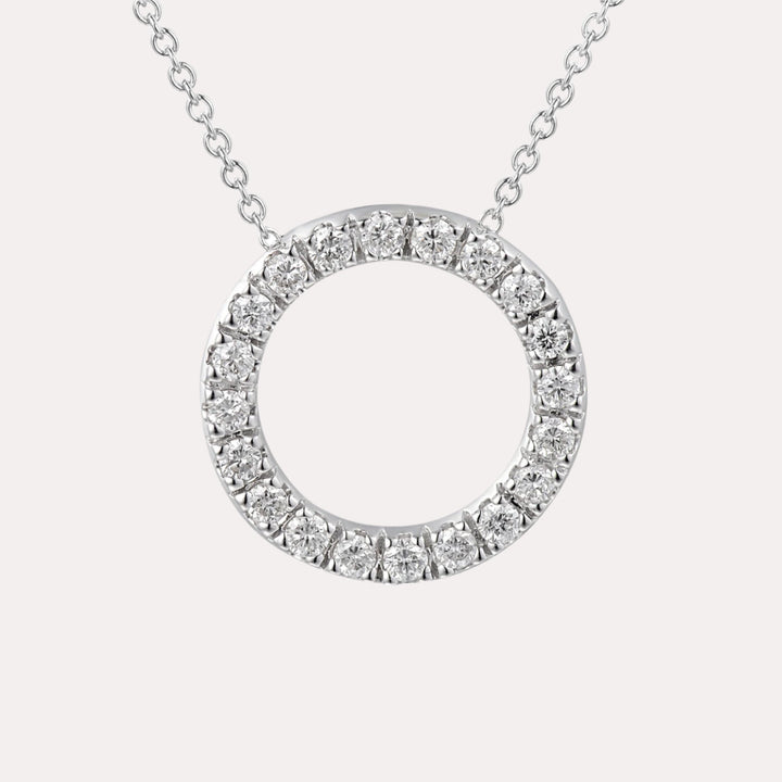 Diamond Circle Pendant Necklace In 18K Gold - The Jewelyst. - Diamond Circle Pendant In 18ct Gold