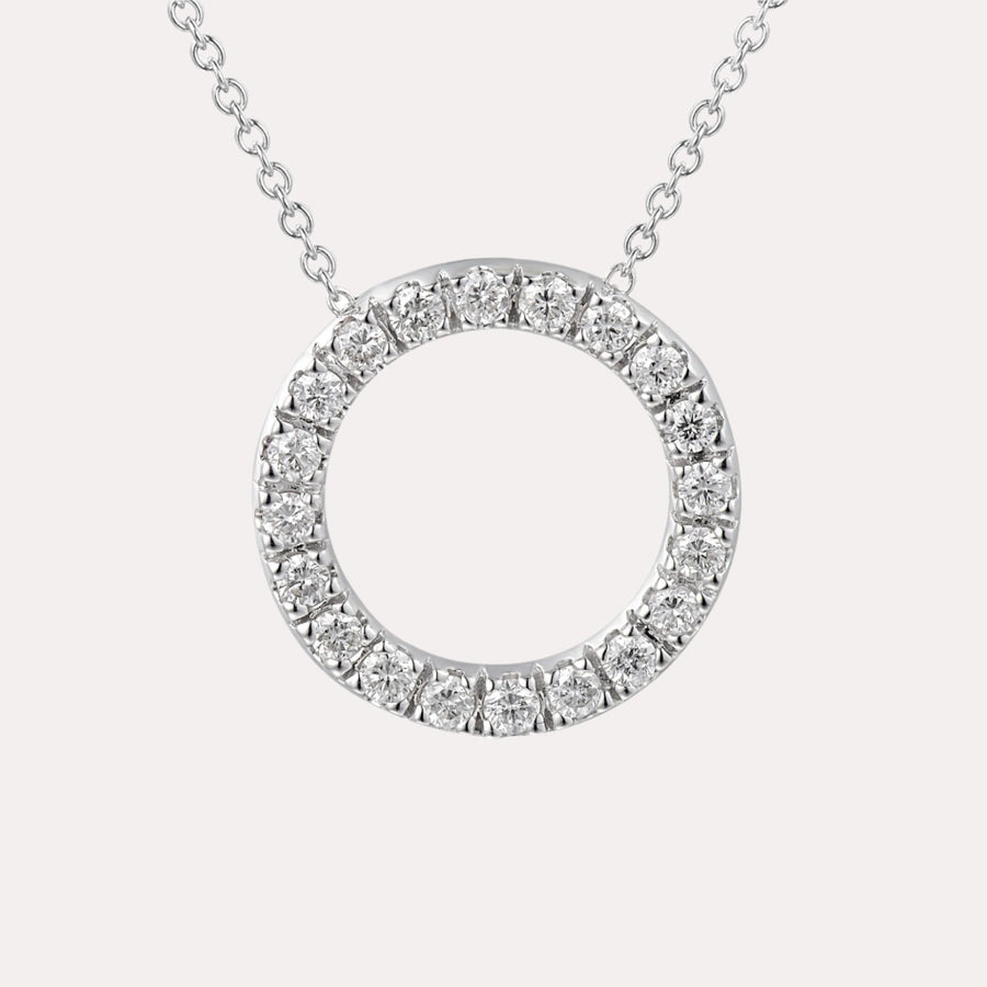 Diamond Circle Pendant Necklace In 18K Gold - The Jewelyst. - Diamond Circle Pendant In 18ct Gold