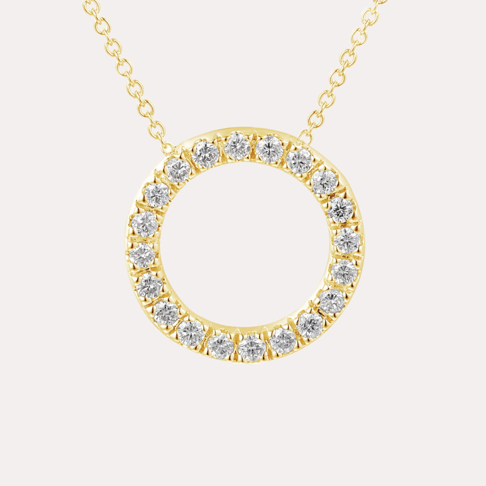 Diamond Circle Pendant Necklace In 18K Gold - The Jewelyst. - Diamond Circle Pendant In 18ct Gold