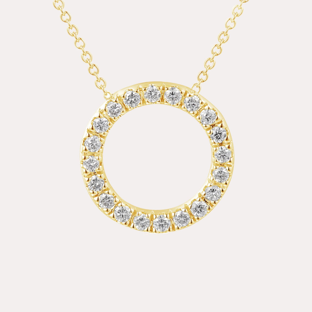 Diamond Circle Pendant Necklace In 18K Gold - The Jewelyst. - Diamond Circle Pendant In 18ct Gold