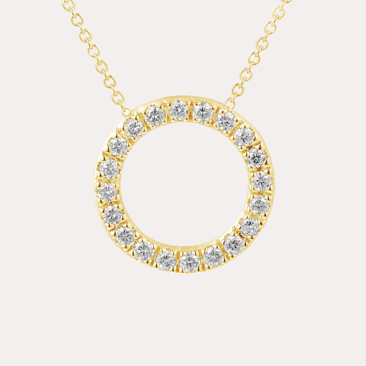Diamond Circle Pendant Necklace In 18K Gold - The Jewelyst. - Diamond Circle Pendant In 18ct Gold