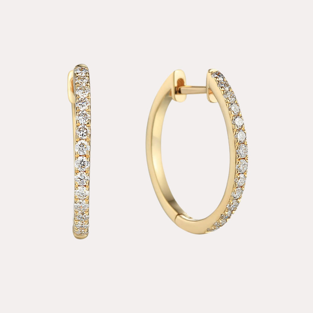 Diamond Claw Set Hoop Earrings In 18K Gold - The Jewelyst. - Diamond Claw Set Hoop Earrings In 18K Gold