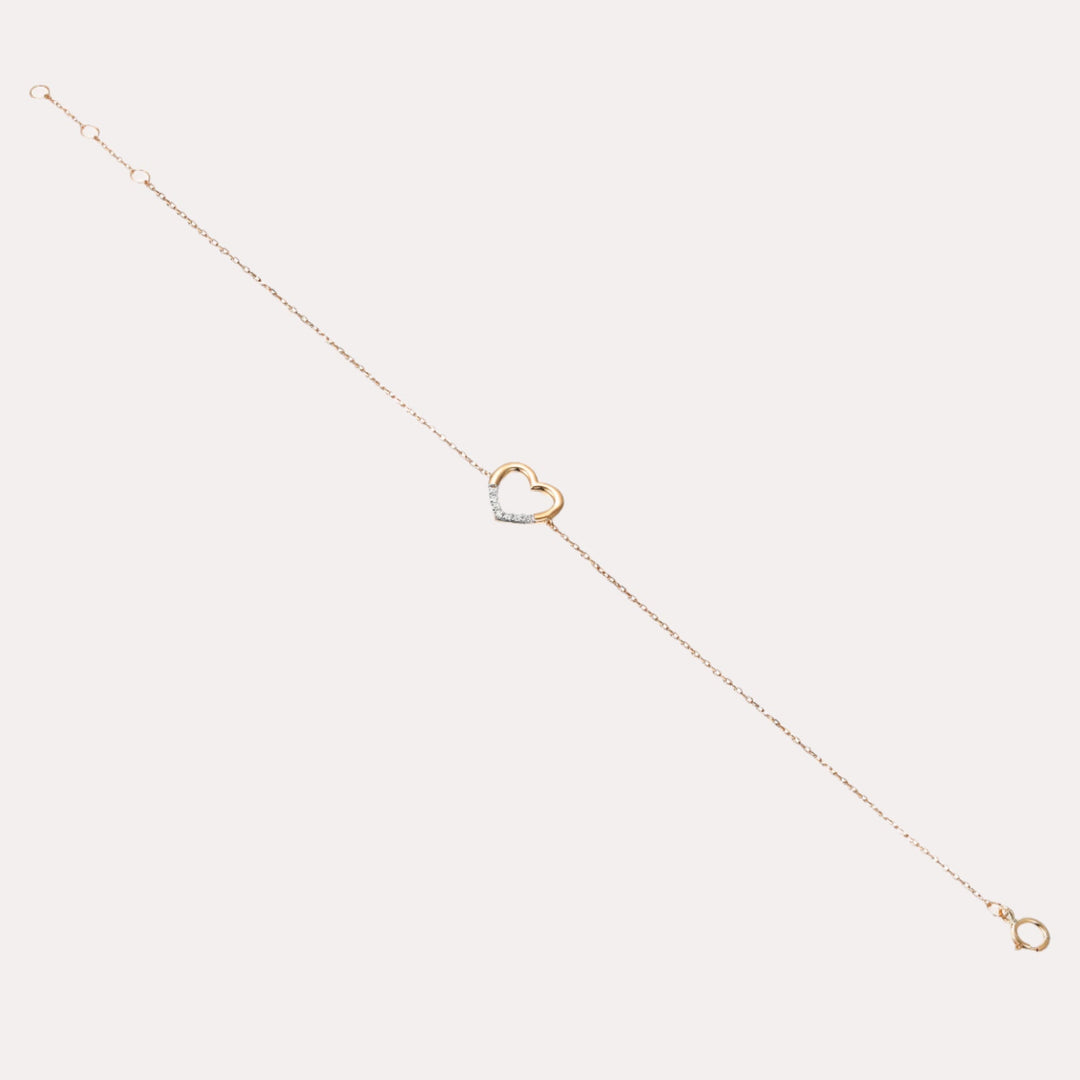 Diamond & Coupled Heart Bracelet In 18K Gold - The Jewelyst. - Diamond & Coupled Heart Bracelet In 18K Gold