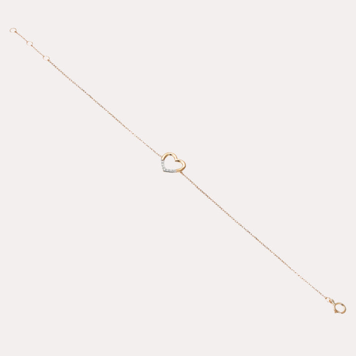 Diamond & Coupled Heart Bracelet In 18K Gold - The Jewelyst. - Diamond & Coupled Heart Bracelet In 18K Gold