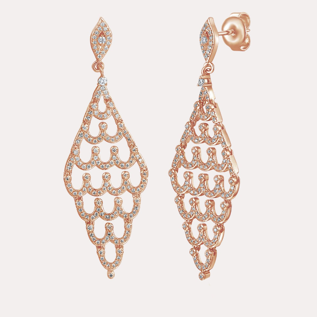Diamond Drop Chandelier Earrings In 18K Gold - The Jewelyst. - Diamond Drop Chandelier Earrings In 18K Gold