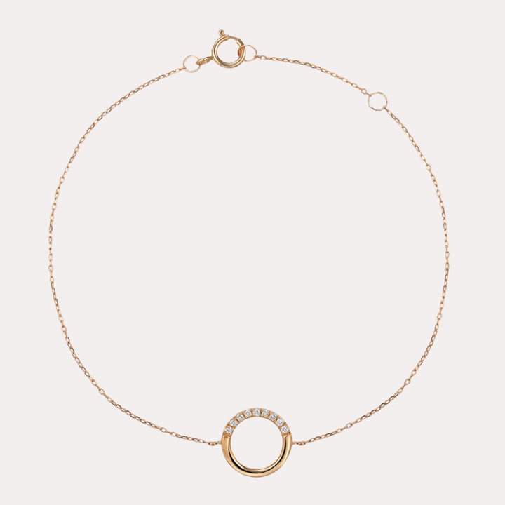Diamond Half Set Circle Bracelet In 18K Gold - The Jewelyst. - Diamond Half Set Circle Bracelet In 18K Gold