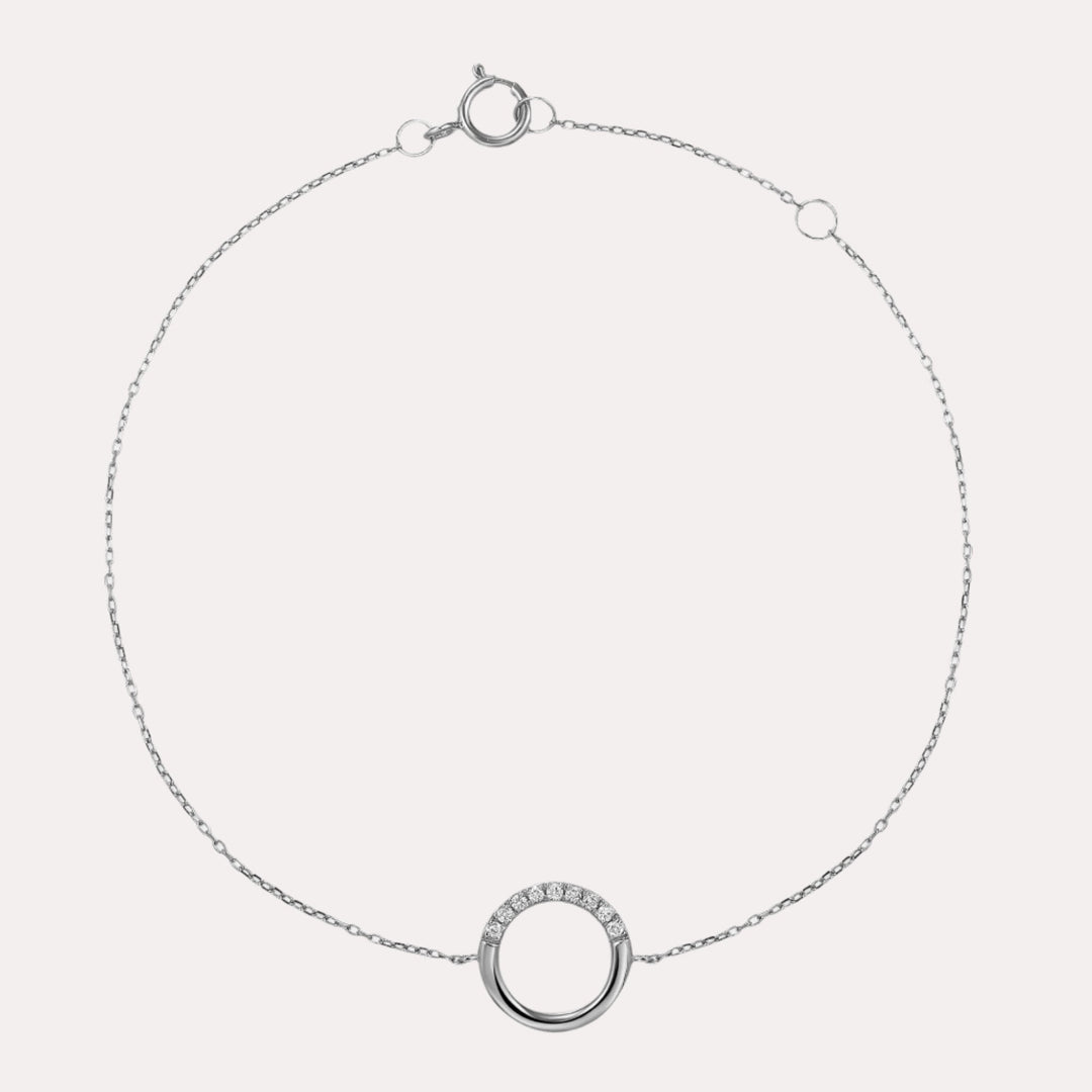 Diamond Half Set Circle Bracelet In 18K Gold - The Jewelyst. - Diamond Half Set Circle Bracelet In 18K Gold