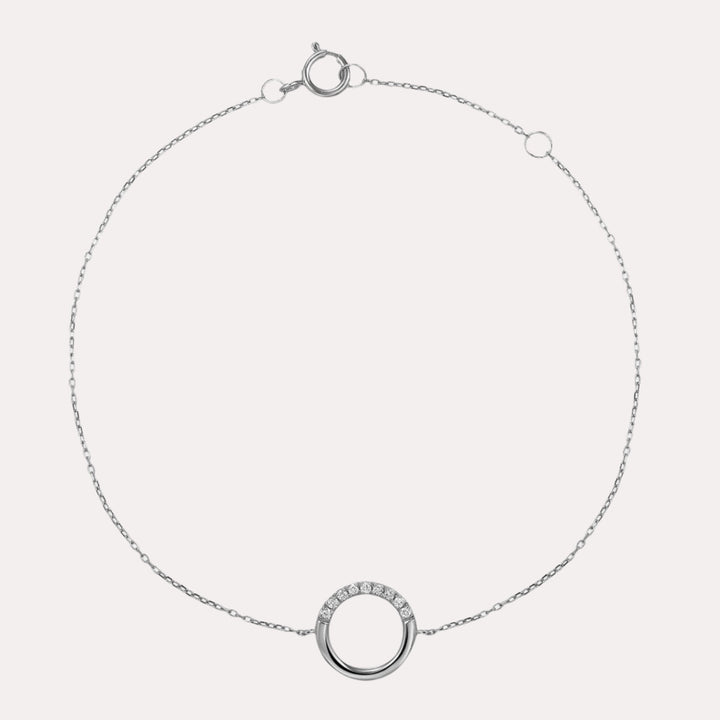 Diamond Half Set Circle Bracelet In 18K Gold - The Jewelyst. - Diamond Half Set Circle Bracelet In 18K Gold