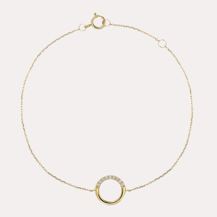 Diamond Half Set Circle Bracelet In 18K Gold - The Jewelyst. - Diamond Half Set Circle Bracelet In 18K Gold