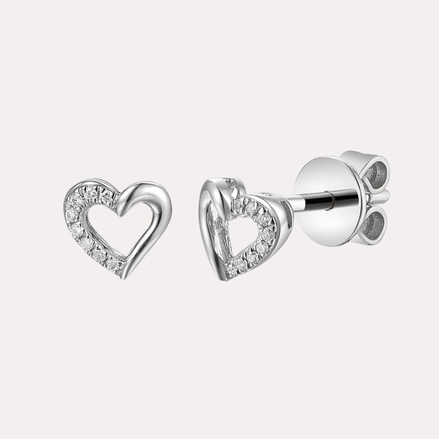 Diamond Heart Earrings In 18K Gold - The Jewelyst. - Diamond Heart Earrings In 18K Gold
