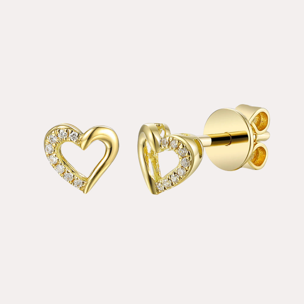 Diamond Heart Earrings In 18K Gold - The Jewelyst. - Diamond Heart Earrings In 18K Gold