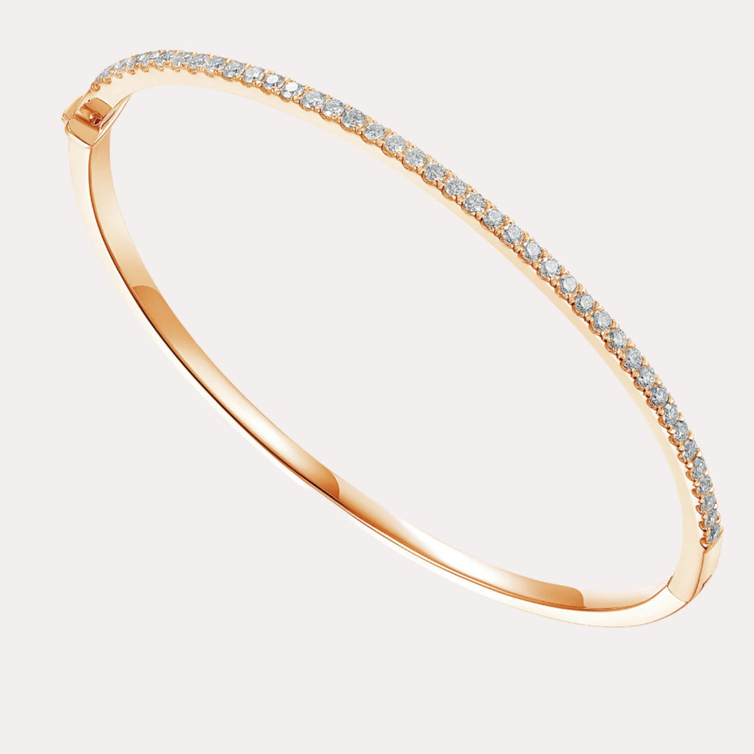 Elysian Arc Claw Set Round Diamond Bangle Bracelet In 18K Gold - The Jewelyst. - Elysian Arc Claw Set Round Diamond Bangle Bracelet In 18K Gold