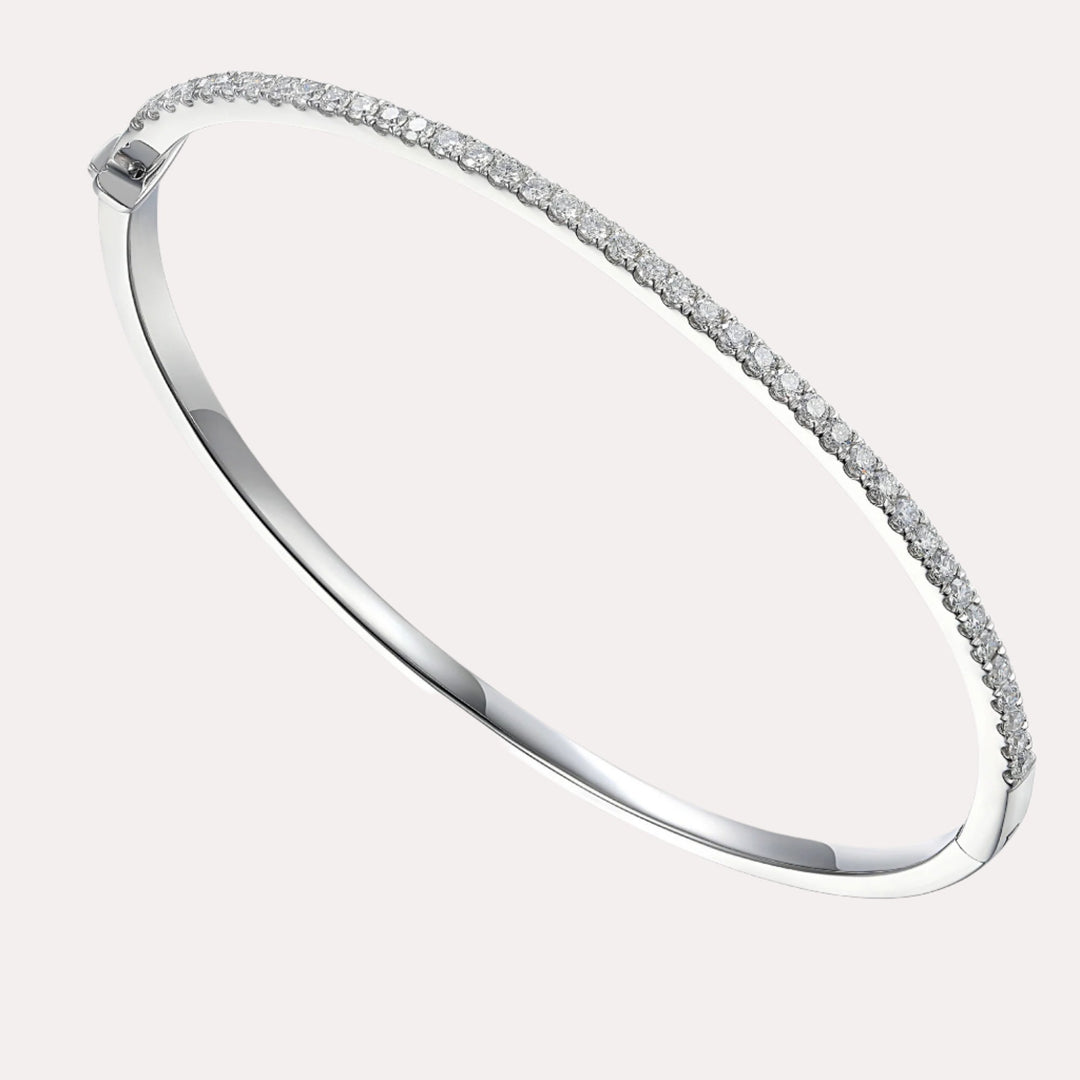 Elysian Arc Claw Set Round Diamond Bangle Bracelet In 18K Gold - The Jewelyst. - Elysian Arc Claw Set Round Diamond Bangle Bracelet In 18K Gold