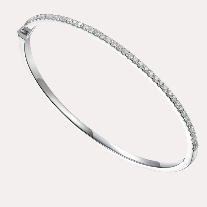 Elysian Arc Claw Set Round Diamond Bangle Bracelet In 18K Gold - The Jewelyst. - Elysian Arc Claw Set Round Diamond Bangle Bracelet In 18K Gold