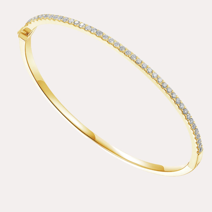 Elysian Arc Claw Set Round Diamond Bangle Bracelet In 18K Gold - The Jewelyst. - Elysian Arc Claw Set Round Diamond Bangle Bracelet In 18K Gold