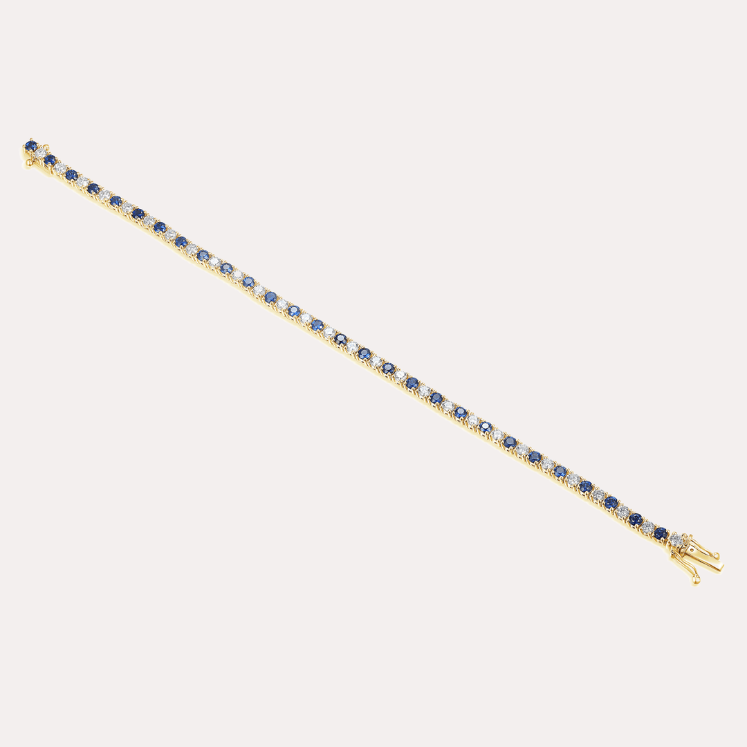 Emerald & Diamond Tennis Bracelet In 18K Gold - The Jewelyst. - Emerald & Diamond Tennis Bracelet In 18K Gold