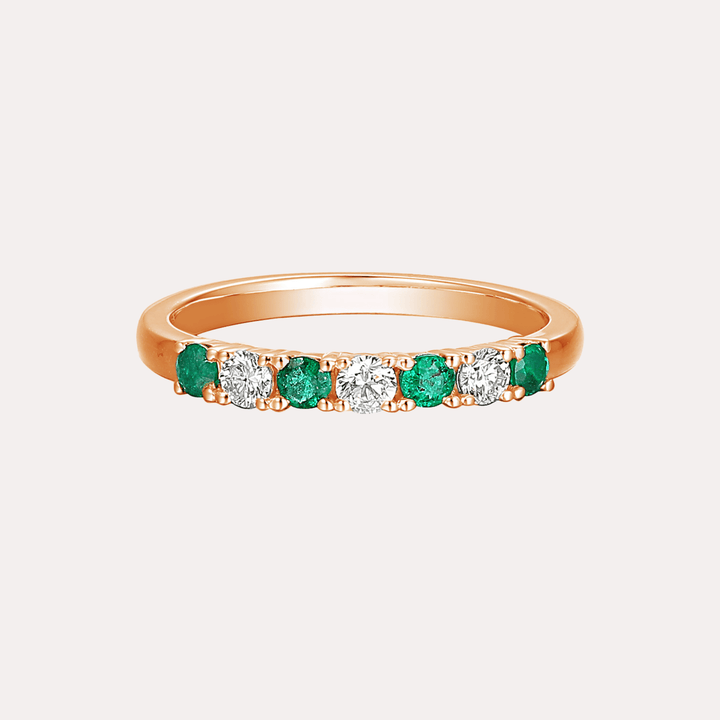 Emerald & Round Brilliant Cut 7 Stone Eternity Ring - The Jewelyst. - Emerald & Round Brilliant Cut 7 Stone Eternity Ring