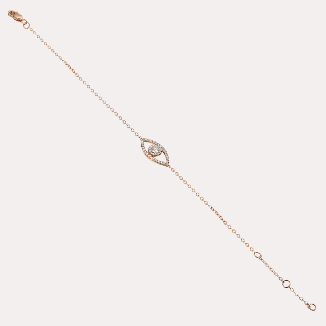 Evil Eye Diamond Bracelet In 18K Gold - The Jewelyst. - Evil Eye Diamond Bracelet In 18K Gold